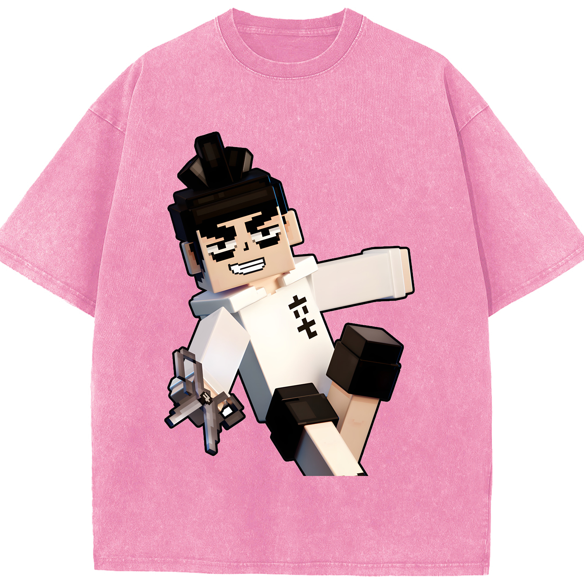 （画像用） マインクラフト ブロックの世界 Minecraft MC Block world 綿100% ヴィンテージ風 半袖Tシャツ（フロントプリント）